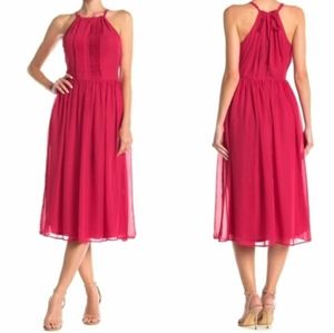 Nicole Miller Studio Red Midi Halter Dress